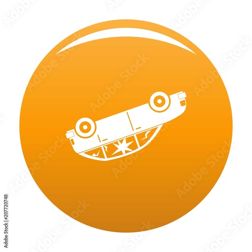 Turned car icon. Simple illustration of turned car vector icon for any design orange