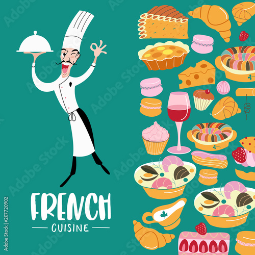 French cuisine. Vector illustration.