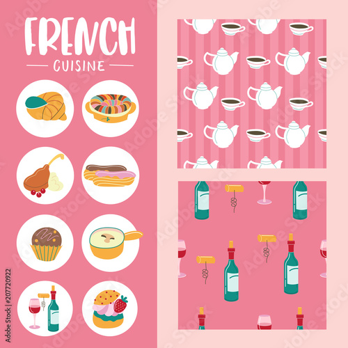French cuisine. Vector illustration.