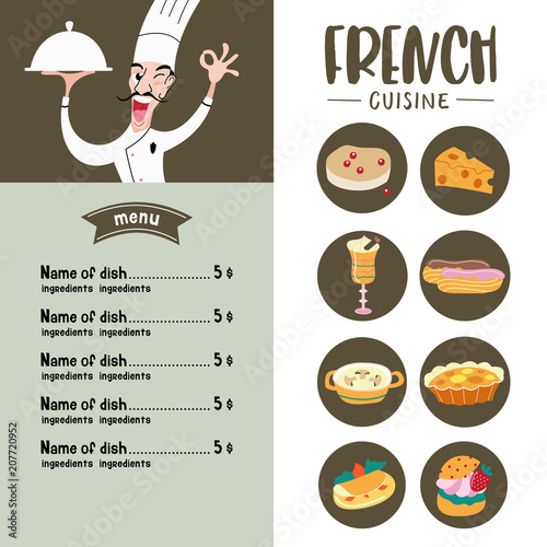 French cuisine. Vector illustration.