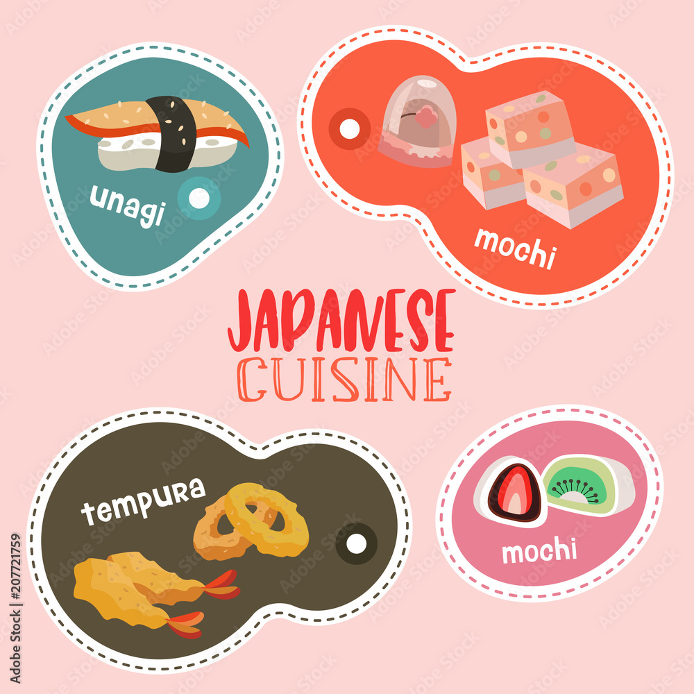 Japanese cuisine. Vector illustration. The Japanese chef.