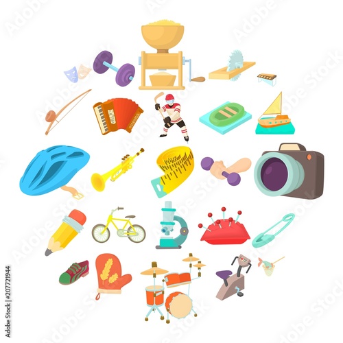 Outside interest icons set. Cartoon set of 25 outside interest vector icons for web isolated on white background