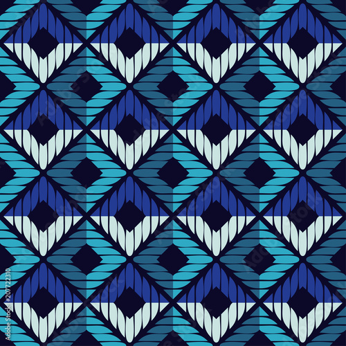 Seamless abstract geometric pattern. The texture of rhombus. Brushwork. Hand hatching. Scribble texture. Textile rapport.