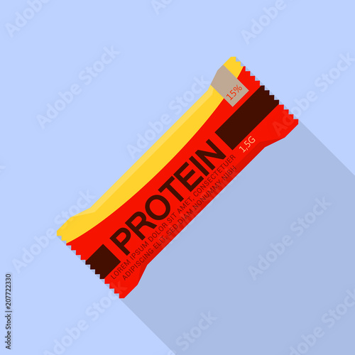 Red protein bar icon. Flat illustration of red protein bar vector icon for web design