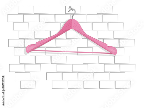
Pink hanger on the wall. Brick wall vector.Illustration. Fashion