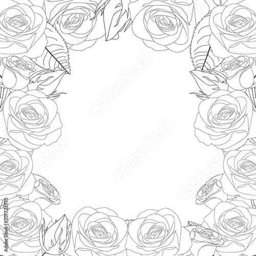 Rose Flower Frame Outline Border