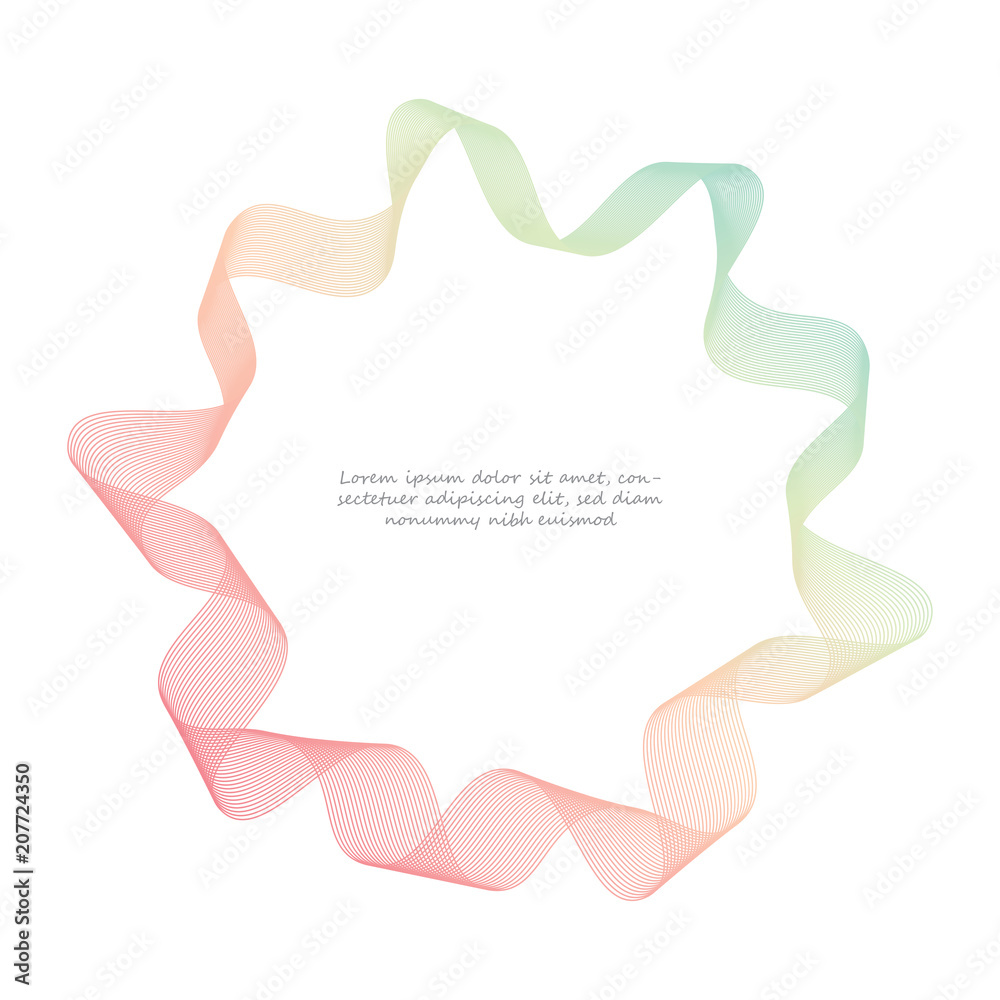 Abstract colorful wave circle frame background element for design. Abstract wavy for web banner, brochure, flyer, card design template. Digital circle frame for decoration.