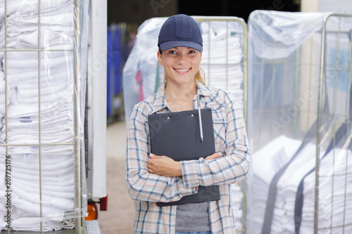 Photography portrait of linen cleaning service manager