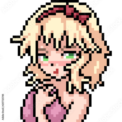 vector pixel art anime girl
