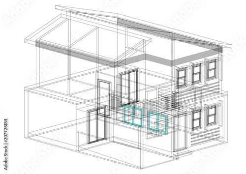 House layout design blueprint - isolated
