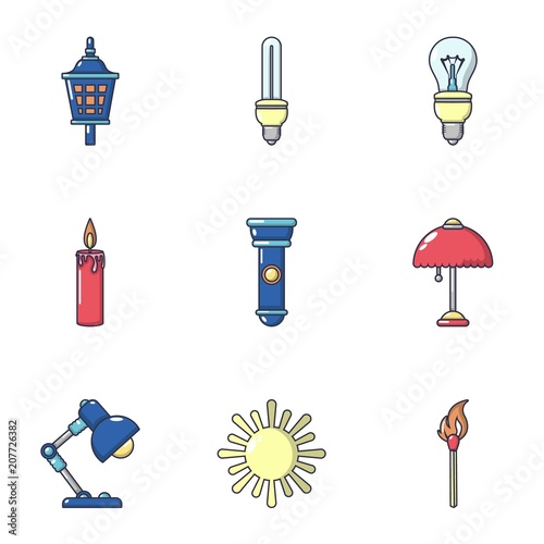 Sunshine icons set. Cartoon set of 9 sunshine vector icons for web isolated on white background