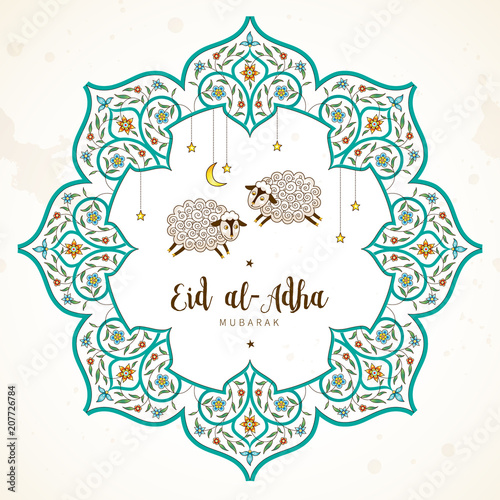 Happy sacrifice celebration Eid al-Adha card.