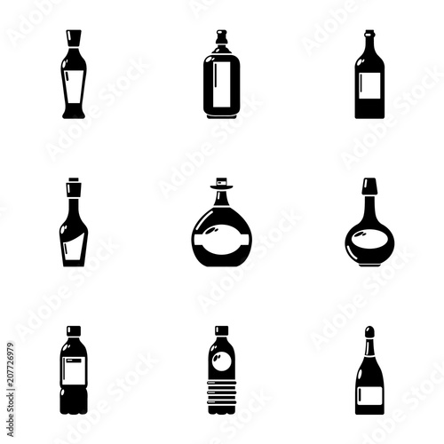 Alcohol retort icons set. Simple set of 9 alcohol retort vector icons for web isolated on white background