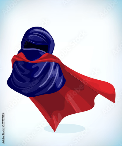 Arabic muslim woman niqab. Masquerade costume headdress. Carnival or Halloween mask. Cartoon Vector illustration.