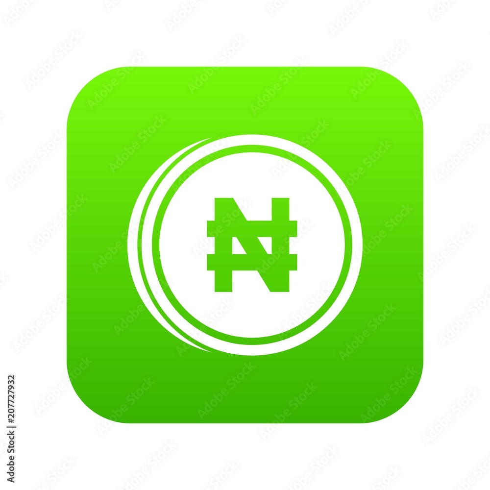 Obraz premium Coin naira icon digital green for any design isolated on white vector illustration
