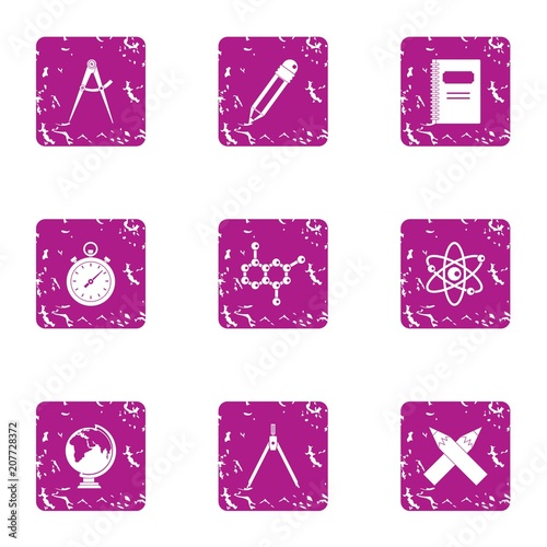 Microcosm icons set. Grunge set of 9 microcosm vector icons for web isolated on white background