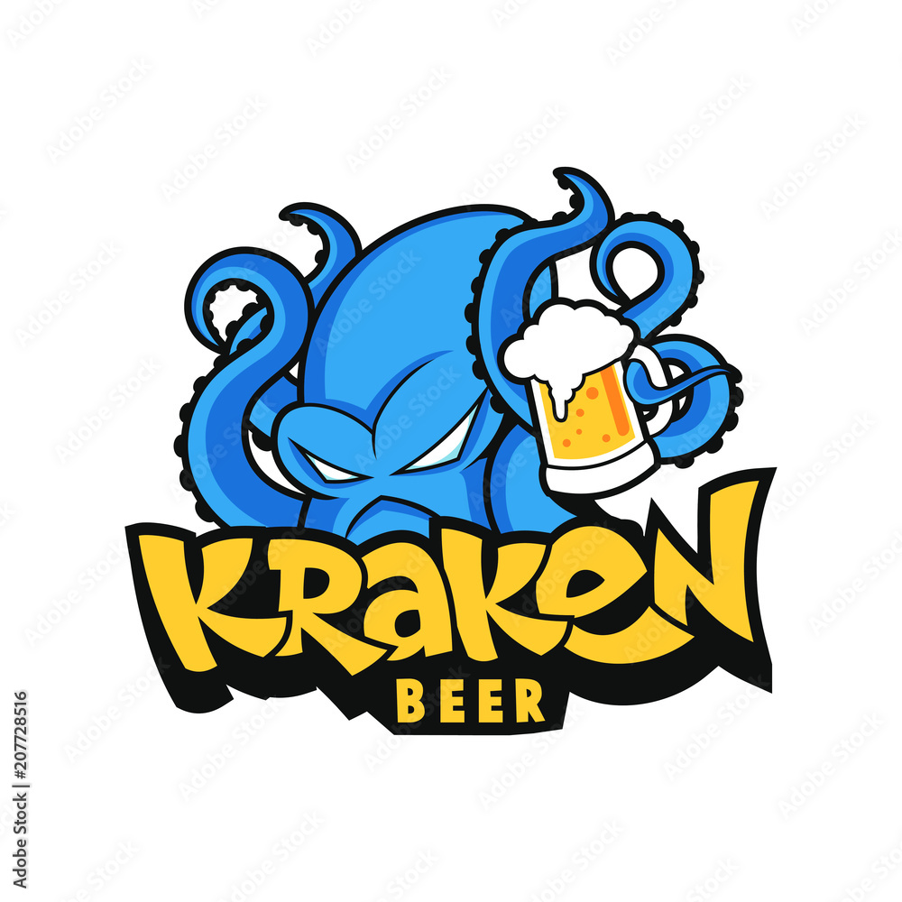 Kraken Beer Mascot Design Vector