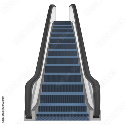 One escalator mockup. Realistic illustration of one escalator vector mockup for web design isolated on white background