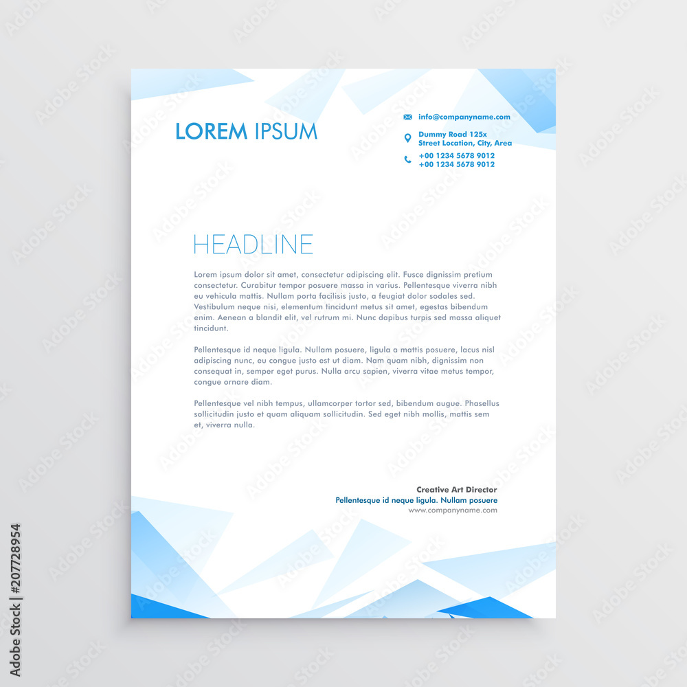 blue abstract business letterhead design