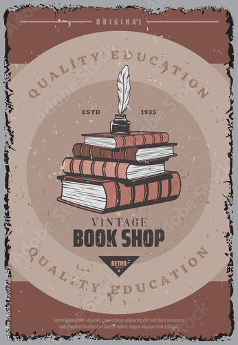 Vintage Colored Book Store Poster