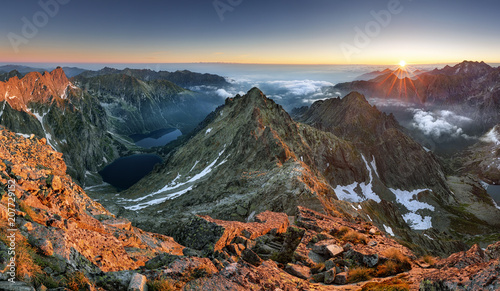 Sunset on mountain, Tatras