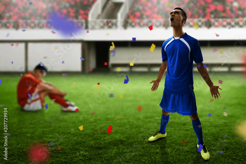 Soccer player celebrating