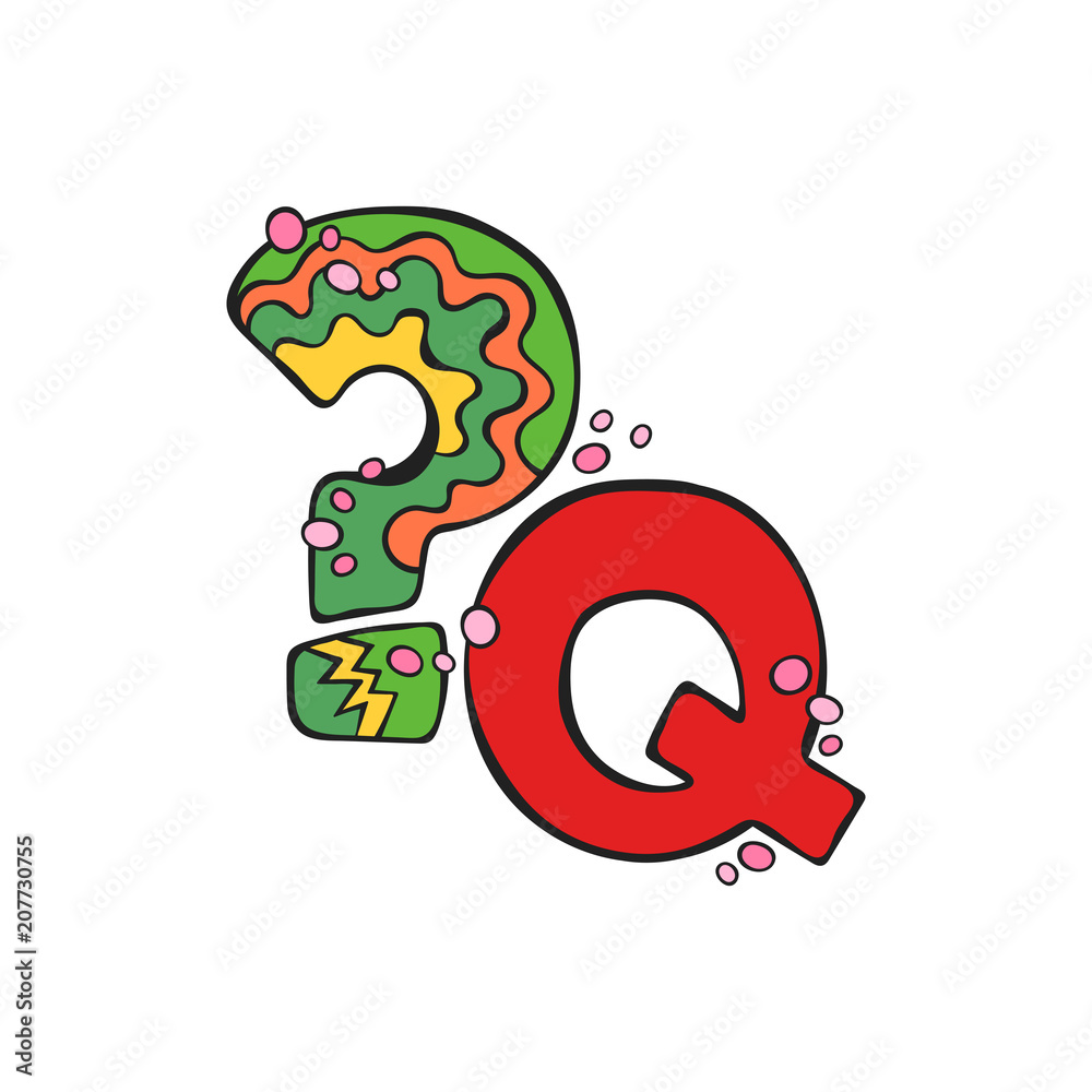 English letter q question mark isolated vector object on white