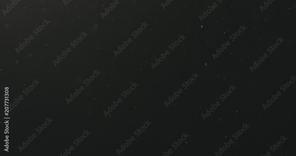 dust particles floating over black background with motion blur