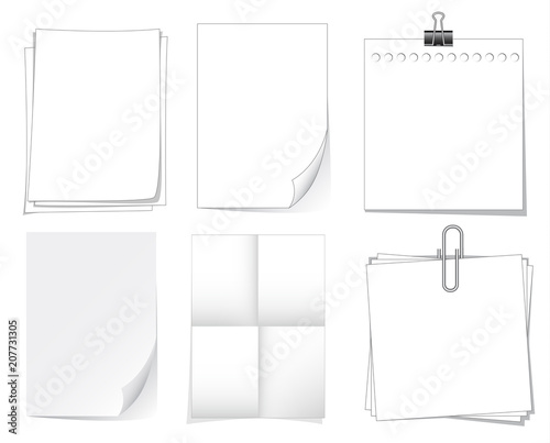 white paper vector set