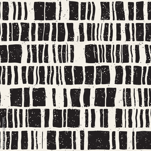 Seamless hand drawn style chevron pattern in black and white. Abstract vector background