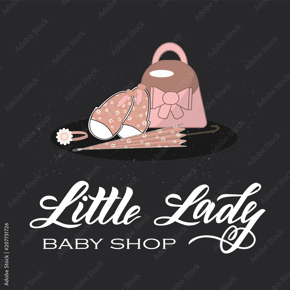 Hand lettering of logo little lady on chalkboard. Modern calligraphy ...