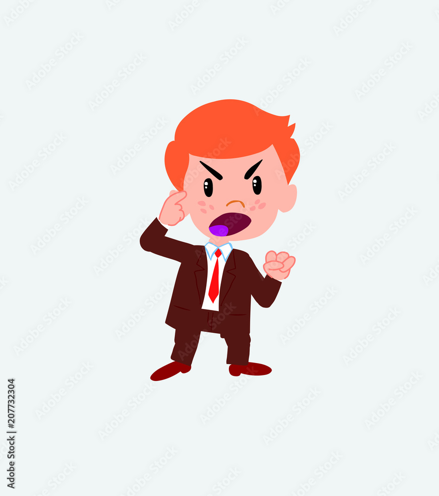 Businessman screams angry in aggressive attitude.