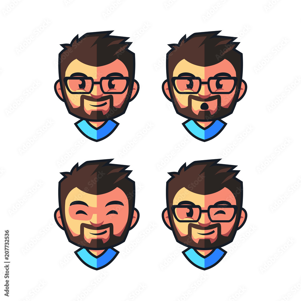 Smart Guy Beard Mascot Design Vector Smart Guy Beard Mascot Design Vector