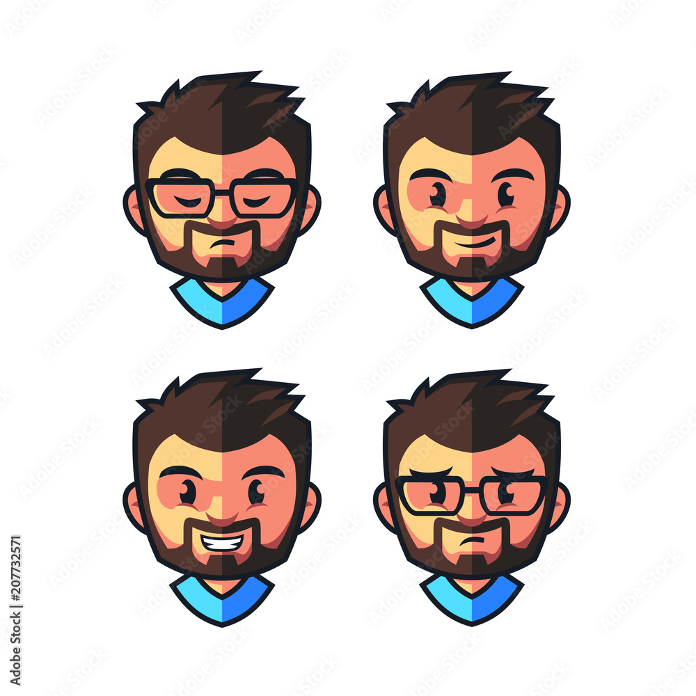 Smart Guy Beard2 Mascot Design Vector Smart Guy Beard2 Mascot Design Vector