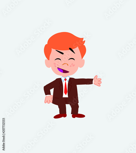 Businessman showing something in an optimistic and positive attitude.