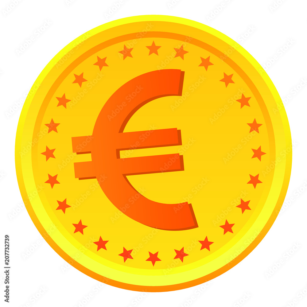 Obraz premium Euro coin, european money symbol, vector