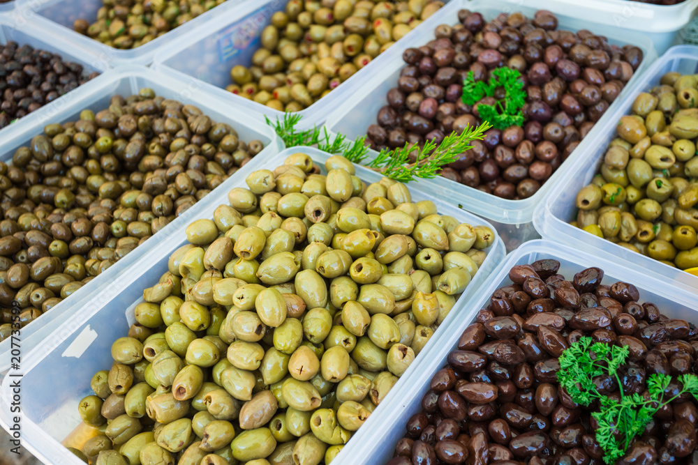 Olives in the market of the old town