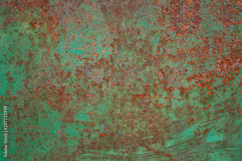Green metal corroded texture background. Abstract metal texture.