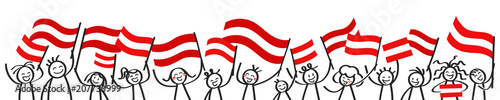 Österreich Fans, Strichfiguren mit Nationalflaggen Österreichs, Sport Fans, Fußballfans, Banner
