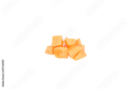 Cantaloupe melon cubes bunch photo