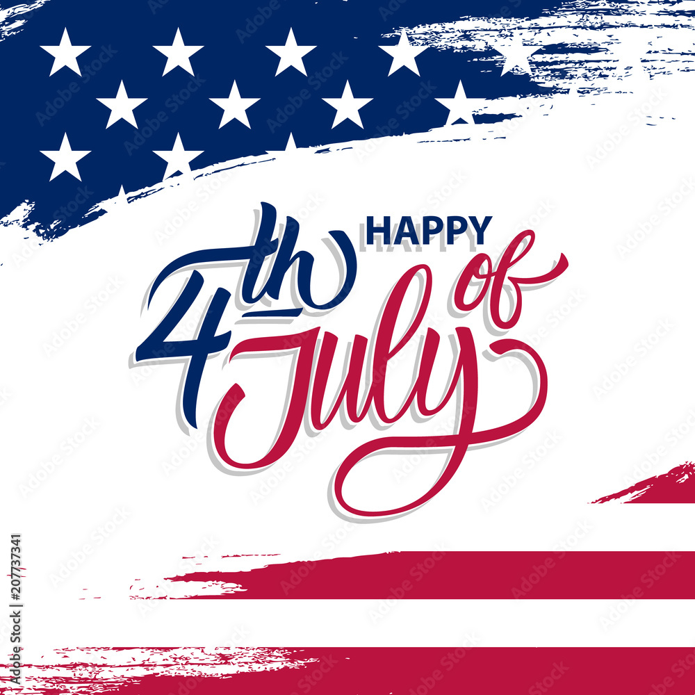 USA Independence Day greeting card with brush stroke background in ...