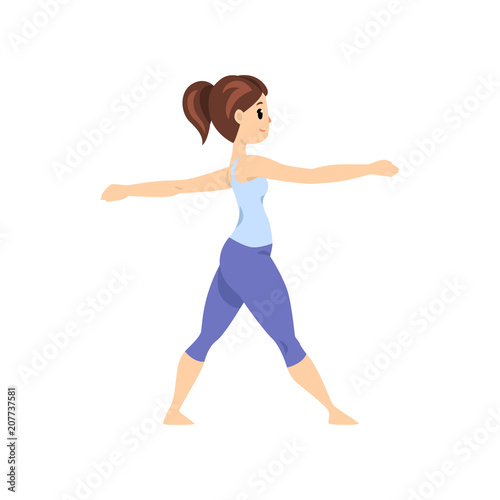Beautiful woman standing in hero pose, girl practicing yoga vector Illustration on a white background
