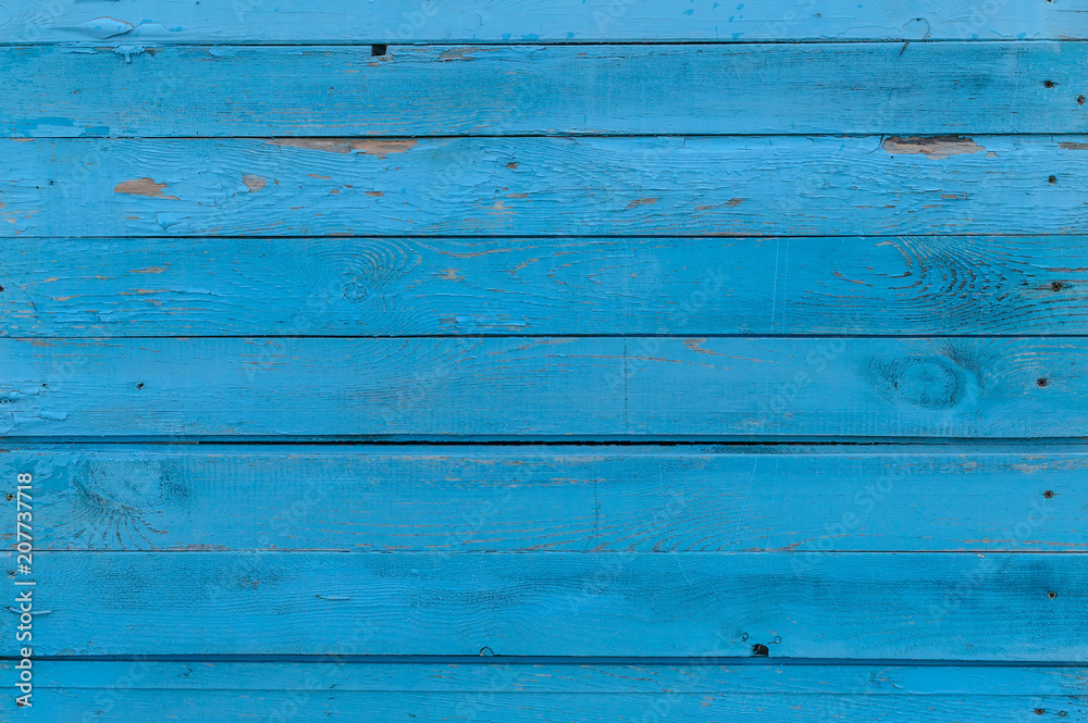 Fototapeta premium Horizontal background old painted blue board. Vintage texture