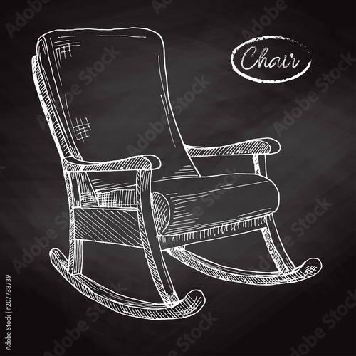 Rocking chair. Sketch a comfortable chair. Vector illustration.