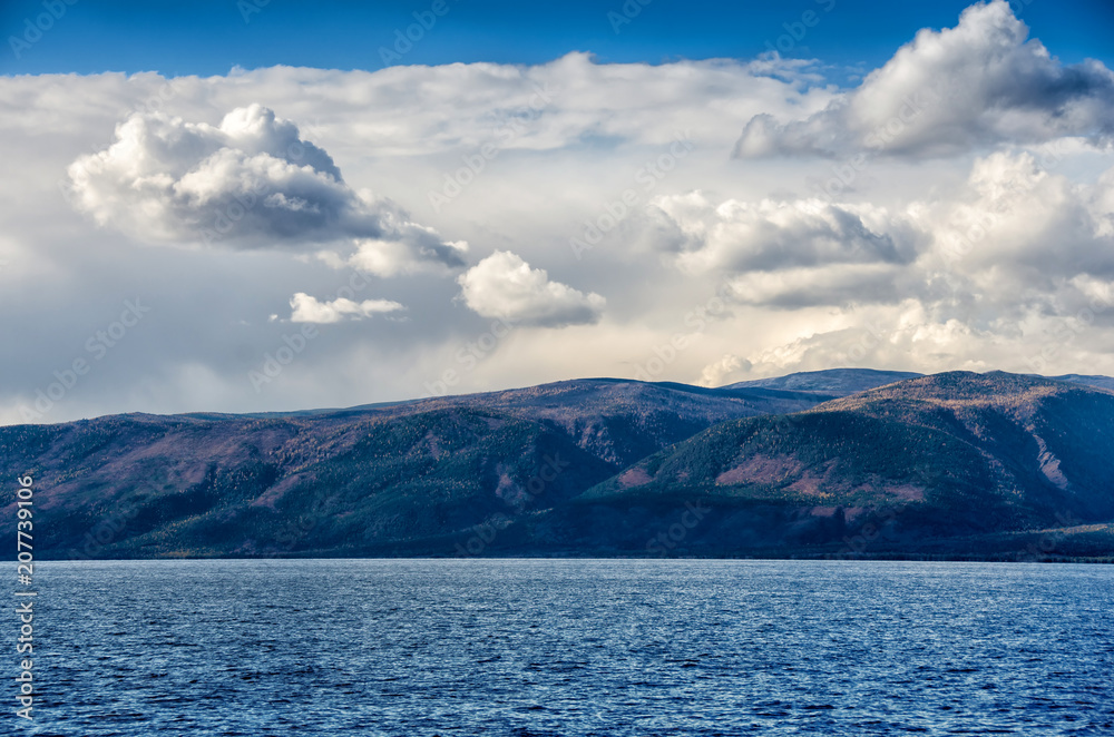 Olkhon. View of the island from the ship in Lake Baikal