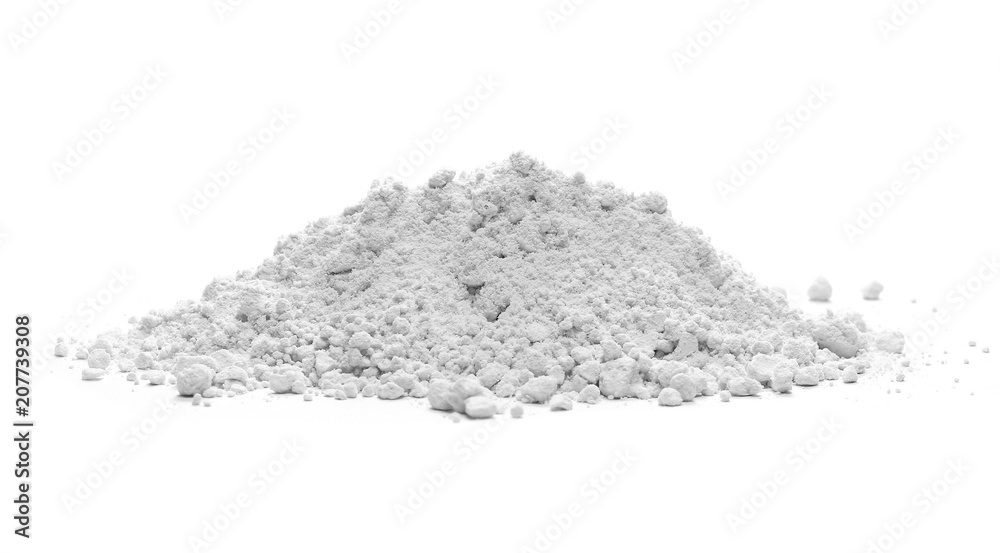 Wheat flour pile isolated on white background