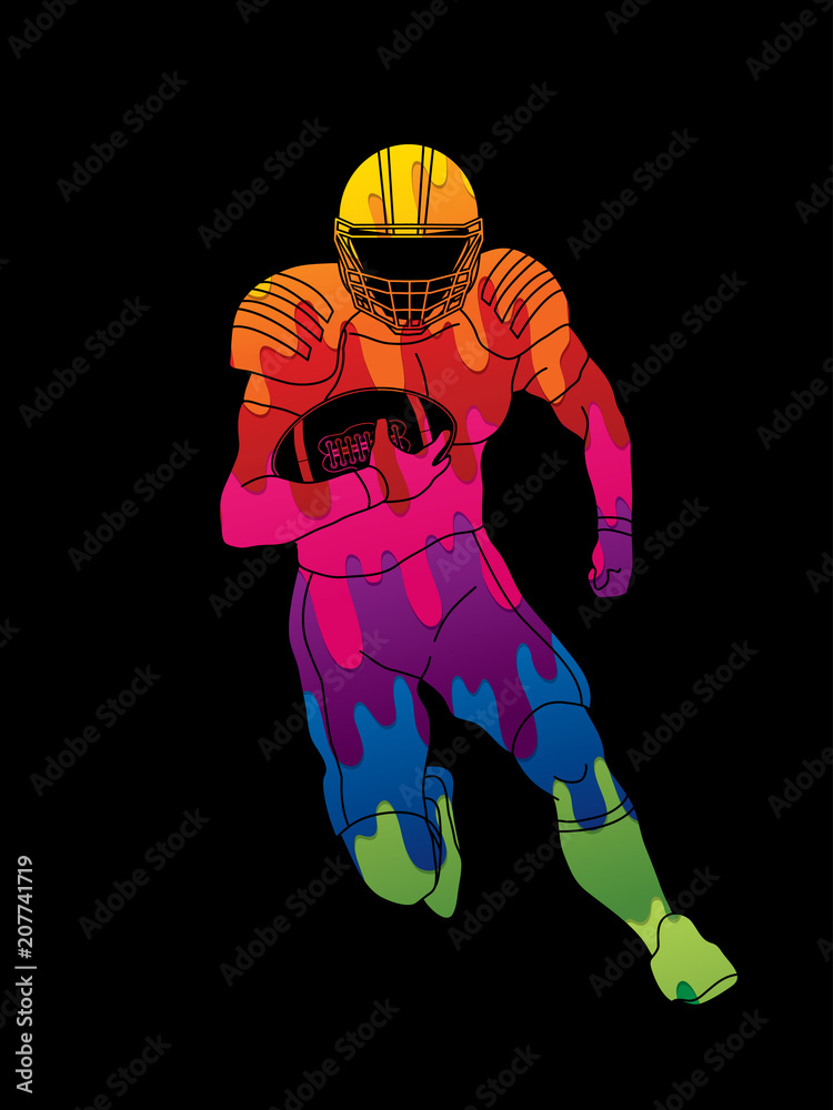 American football player action designed using colorful graphic vector