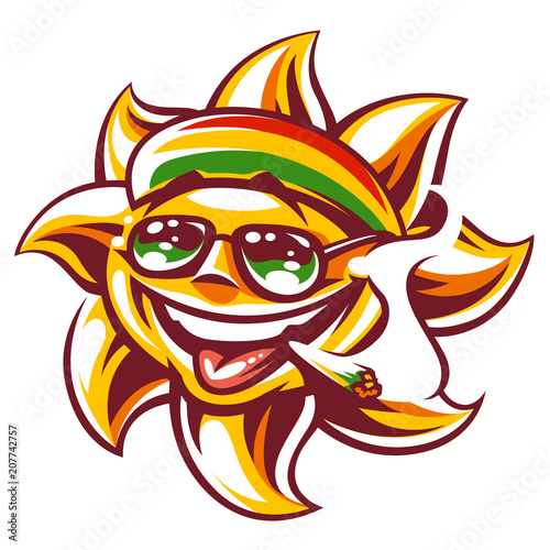 Vector Rasta Sun with Spliff