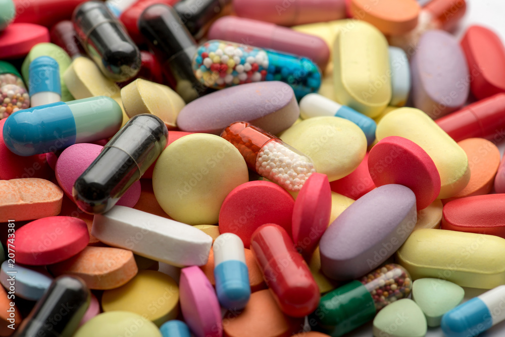 Pharmacy theme. Multicolored Isolated Pills and Capsules. Pharmacy theme. Multicolored Isolated Pills and Capsules.