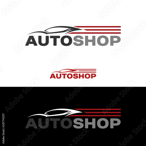 AUTO SHOP, showroom automotive logotype 